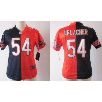 Nike Chicago Bears #54 Brian Urlacher Blue/Orange Two Tone Womens Jersey