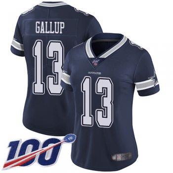 Nike Cowboys #13 Michael Gallup Navy Blue Team Color Women's Stitched NFL 100th Season Vapor Limited Jersey