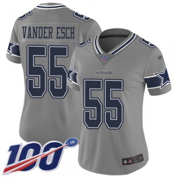 Nike Cowboys #55 Leighton Vander Esch Gray Women's Stitched NFL Limited Inverted Legend 100th Season Jersey