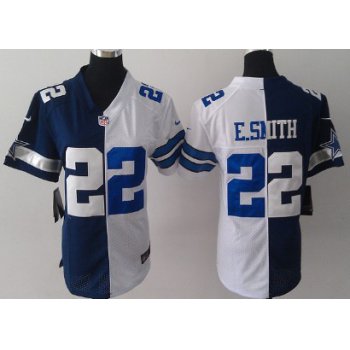 Nike Dallas Cowboys #22 Emmitt Smith Blue/White Two Tone Womens Jersey