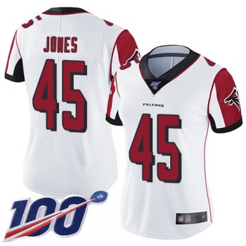 Nike Falcons #45 Deion Jones White Women's Stitched NFL 100th Season Vapor Limited Jersey