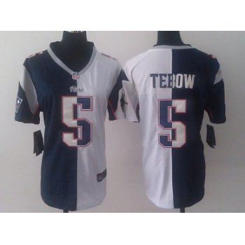 Nike New England Patriots #5 Tim Tebow Blue/White Two Tone Womens Jersey