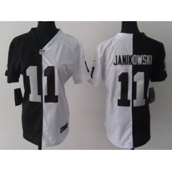 Nike Oakland Raiders #11 Sebastian Janikowski Black/White Two Tone Womens Jersey