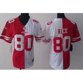 Nike San Francisco 49ers #80 Jerry Rice Red/White Two Tone Womens Jersey