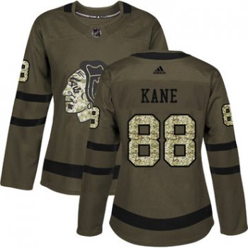 Adidas Chicago Blackhawks #88 Patrick Kane Green Salute to Service Women's Stitched NHL Jersey