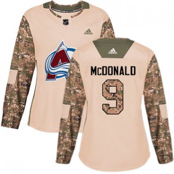 Adidas Colorado Avalanche #9 Lanny McDonald Camo Authentic 2017 Veterans Day Women's Stitched NHL Jersey
