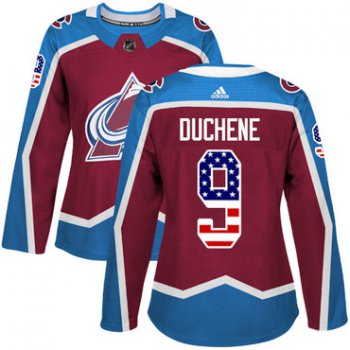 Adidas Colorado Avalanche #9 Matt Duchene Burgundy Home Authentic USA Flag Women's Stitched NHL Jersey
