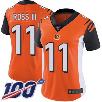 Nike Bengals #11 John Ross III Orange Alternate Women's Stitched NFL 100th Season Vapor Limited Jersey