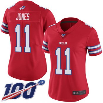Nike Bills #11 Zay Jones Red Women's Stitched NFL Limited Rush 100th Season Jersey