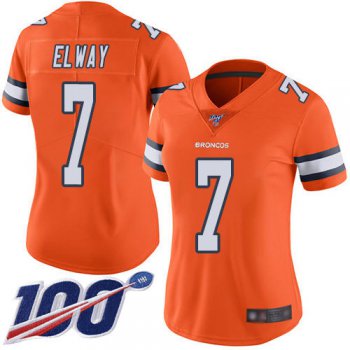 Nike Broncos #7 John Elway Orange Women's Stitched NFL Limited Rush 100th Season Jersey