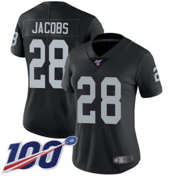 Nike Raiders #28 Josh Jacobs Black Team Color Women's Stitched NFL 100th Season Vapor Limited Jersey
