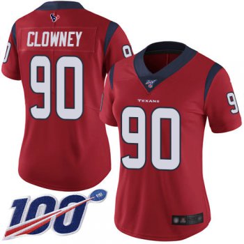 Nike Texans #90 Jadeveon Clowney Red Alternate Women's Stitched NFL 100th Season Vapor Limited Jersey