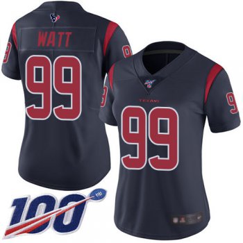 Nike Texans #99 J.J. Watt Navy Blue Women's Stitched NFL Limited Rush 100th Season Jersey