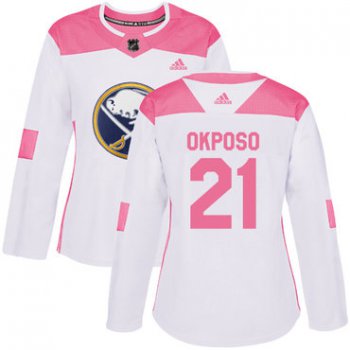 Adidas Buffalo Sabres #21 Kyle Okposo White Pink Authentic Fashion Women's Stitched NHL Jersey