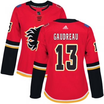 Adidas Calgary Flames #13 Johnny Gaudreau Red Home Authentic Women's Stitched NHL Jersey