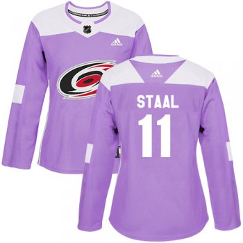 Adidas Carolina Hurricanes #11 Jordan Staal Purple Authentic Fights Cancer Women's Stitched NHL Jersey