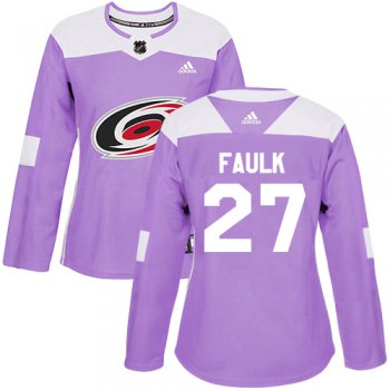 Adidas Carolina Hurricanes #27 Justin Faulk Purple Authentic Fights Cancer Women's Stitched NHL Jersey
