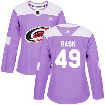 Adidas Carolina Hurricanes #49 Victor Rask Purple Authentic Fights Cancer Women's Stitched NHL Jersey