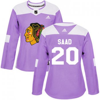 Adidas Chicago Blackhawks #20 Brandon Saad Purple Authentic Fights Cancer Women's Stitched NHL Jersey
