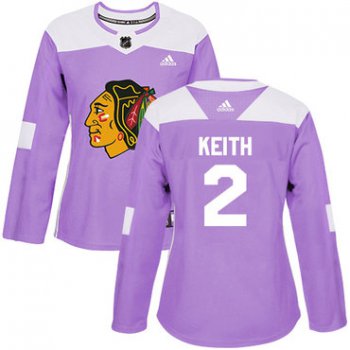 Adidas Chicago Blackhawks #2 Duncan Keith Purple Authentic Fights Cancer Women's Stitched NHL Jersey