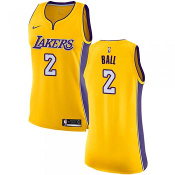 Nike Los Angeles Lakers #2 Lonzo Ball Gold Women's NBA Swingman Icon Edition Jersey