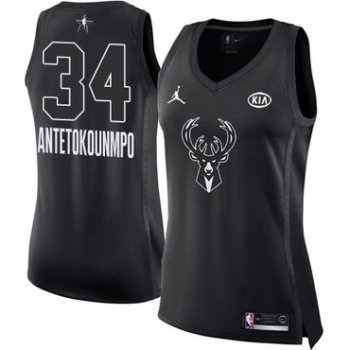 Nike Milwaukee Bucks #34 Giannis Antetokounmpo Black Women's NBA Jordan Swingman 2018 All-Star Game Jersey