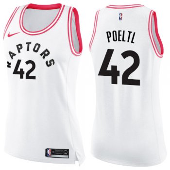 Nike Toronto Raptors #42 Jakob Poeltl White Pink Women's NBA Swingman Fashion Jersey