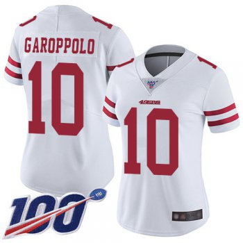 Nike 49ers #10 Jimmy Garoppolo White Women's Stitched NFL 100th Season Vapor Limited Jersey