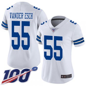 Nike Cowboys #55 Leighton Vander Esch White Women's Stitched NFL 100th Season Vapor Limited Jersey