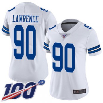 Nike Cowboys #90 Demarcus Lawrence White Women's Stitched NFL 100th Season Vapor Limited Jersey
