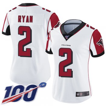 Nike Falcons #2 Matt Ryan White Women's Stitched NFL 100th Season Vapor Limited Jersey