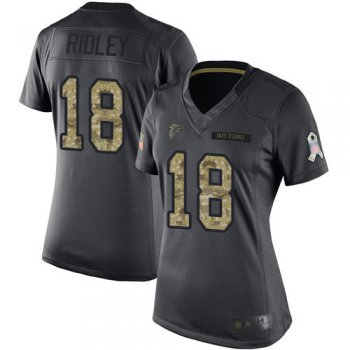 Falcons #18 Calvin Ridley Black Women's Stitched Football Limited 2016 Salute to Service Jersey