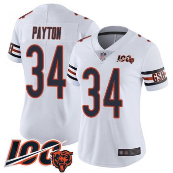 Nike Bears #34 Walter Payton White Women's Stitched NFL 100th Season Vapor Limited Jersey