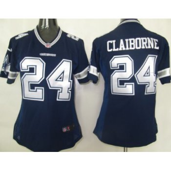 Nike Dallas Cowboys #24 Morris Claiborne Blue Game Womens Jersey