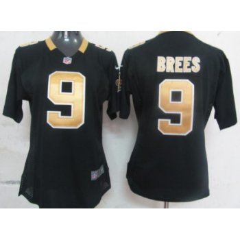 Nike New Orleans Saints #9 Drew Brees Black Game Womens Jersey