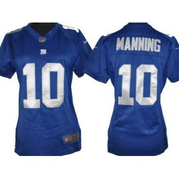 Nike New York Giants #10 Eli Manning Blue Game Womens Jersey