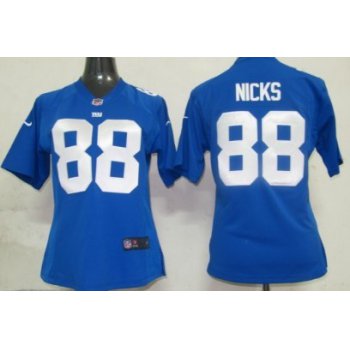 Nike New York Giants #88 Hakeem Nicks Blue Game Womens Jersey