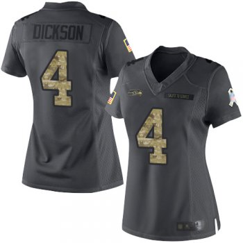 Seahawks #4 Michael Dickson Black Women's Stitched Football Limited 2016 Salute to Service Jersey