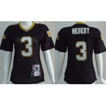 New Orleans Saints #3 Bobby Hebert Black Throwback Womens Jersey