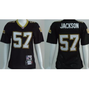 New Orleans Saints #57 Rickey Jackson Black Throwback Womens Jersey
