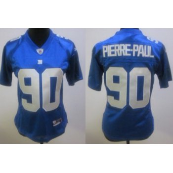 New York Giants #90 Jason Pierre-Paul Blue Womens Jersey