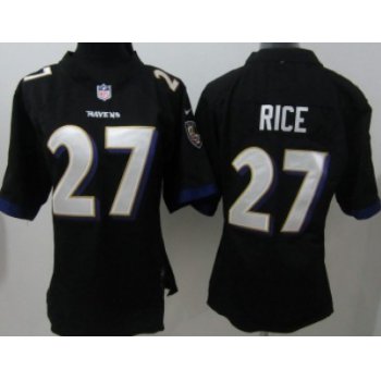 Nike Baltimore Ravens #27 Ray Rice Black Game Womens Jersey