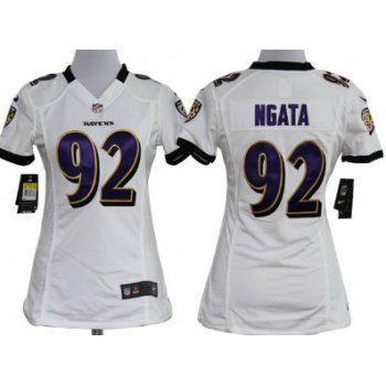 Nike Baltimore Ravens #92 Haloti Ngata White Game Womens Jersey