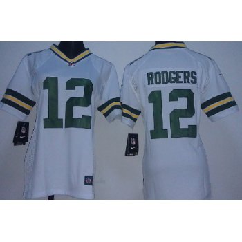 Nike Green Bay Packers #12 Aaron Rodgers White Game Womens Jersey