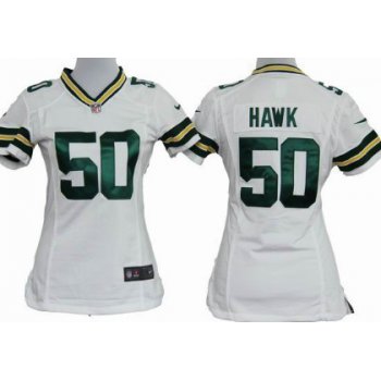 Nike Green Bay Packers #50 A.J. Hawk White Game Womens Jersey