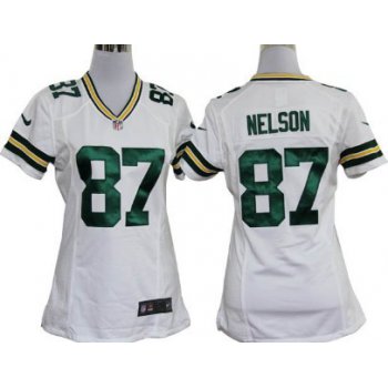 Nike Green Bay Packers #87 Jordy Nelson White Womens Jersey