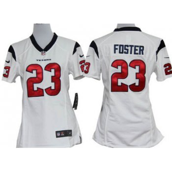 Nike Houston Texans #23 Arian Foster White Game Womens Jersey