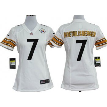 Nike Pittsburgh Steelers #7 Ben Roethlisberger White Game Womens Jersey