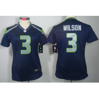 Nike Seattle Seahawks #3 Russell Wilson Navy Blue Limited Womens Jersey
