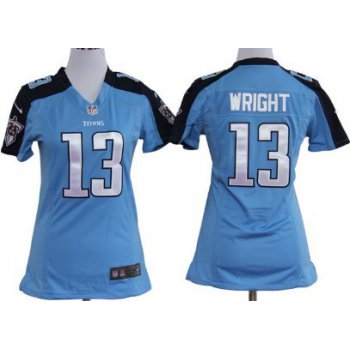 Nike Tennessee Titans #13 Kendall Wright Light Blue Game Womens Jersey